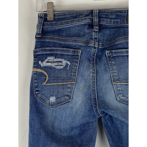 American Eagle Womens Stretch High Rise Distressed Blue Jegging Size 00 (1086) - Picture 12 of 16